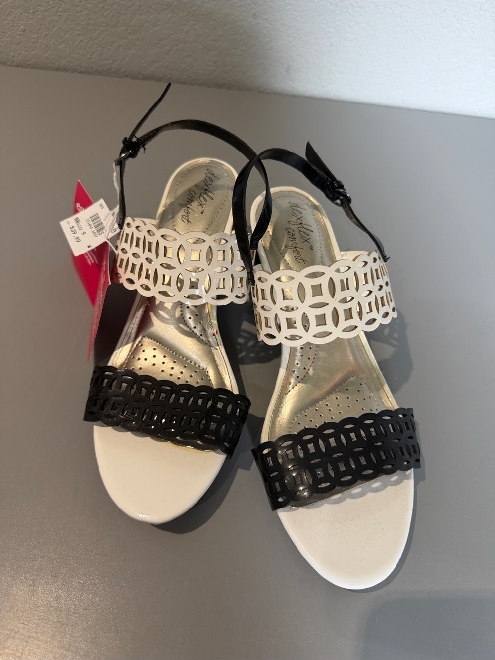 Windsor Smith Black & White Laser-Cut Slingback Heels